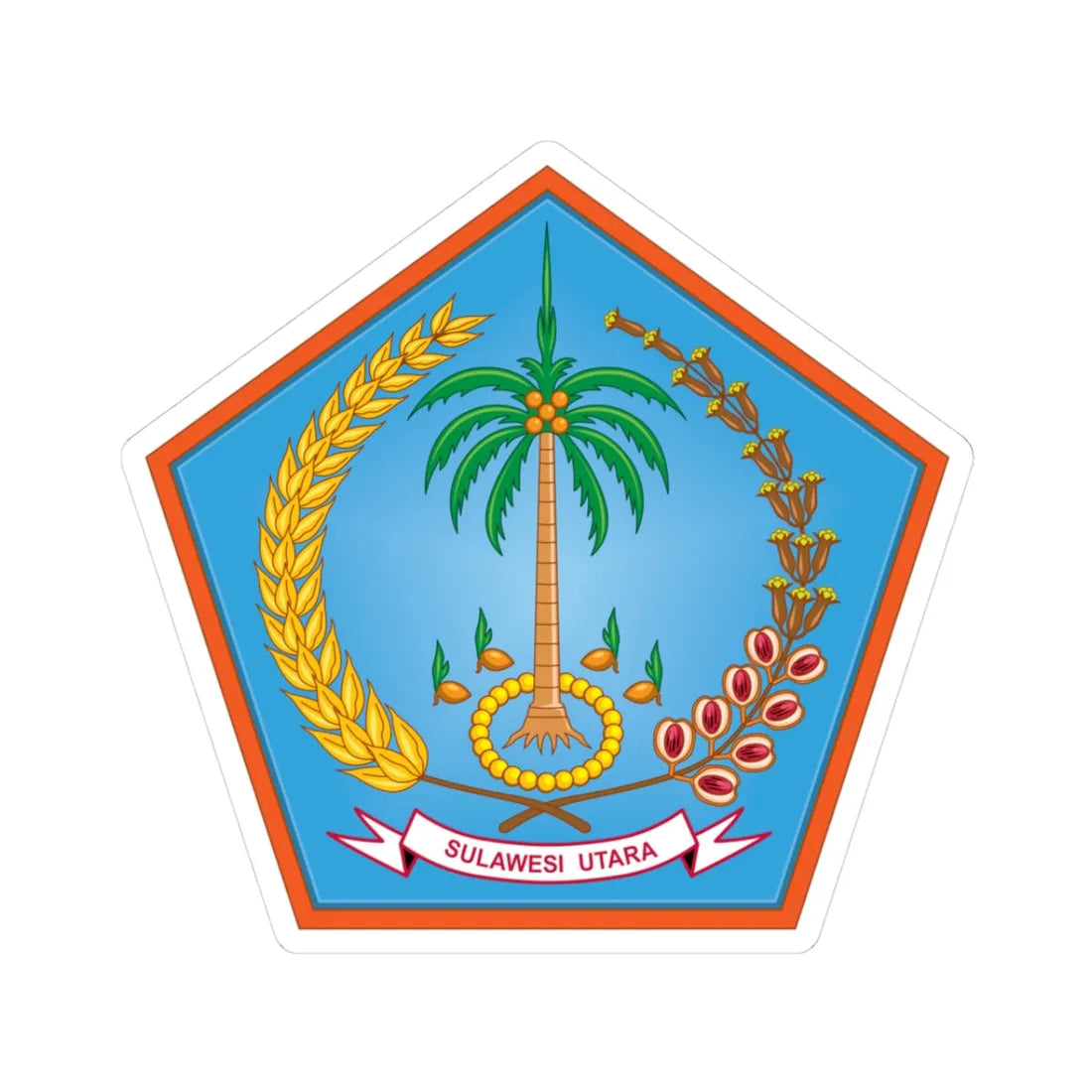Coat of arms of North Sulawesi (Indonesia) (Coat of Arms) STICKER Vinyl Kiss-Cut Decal 3 Inch White - The Sticker Space