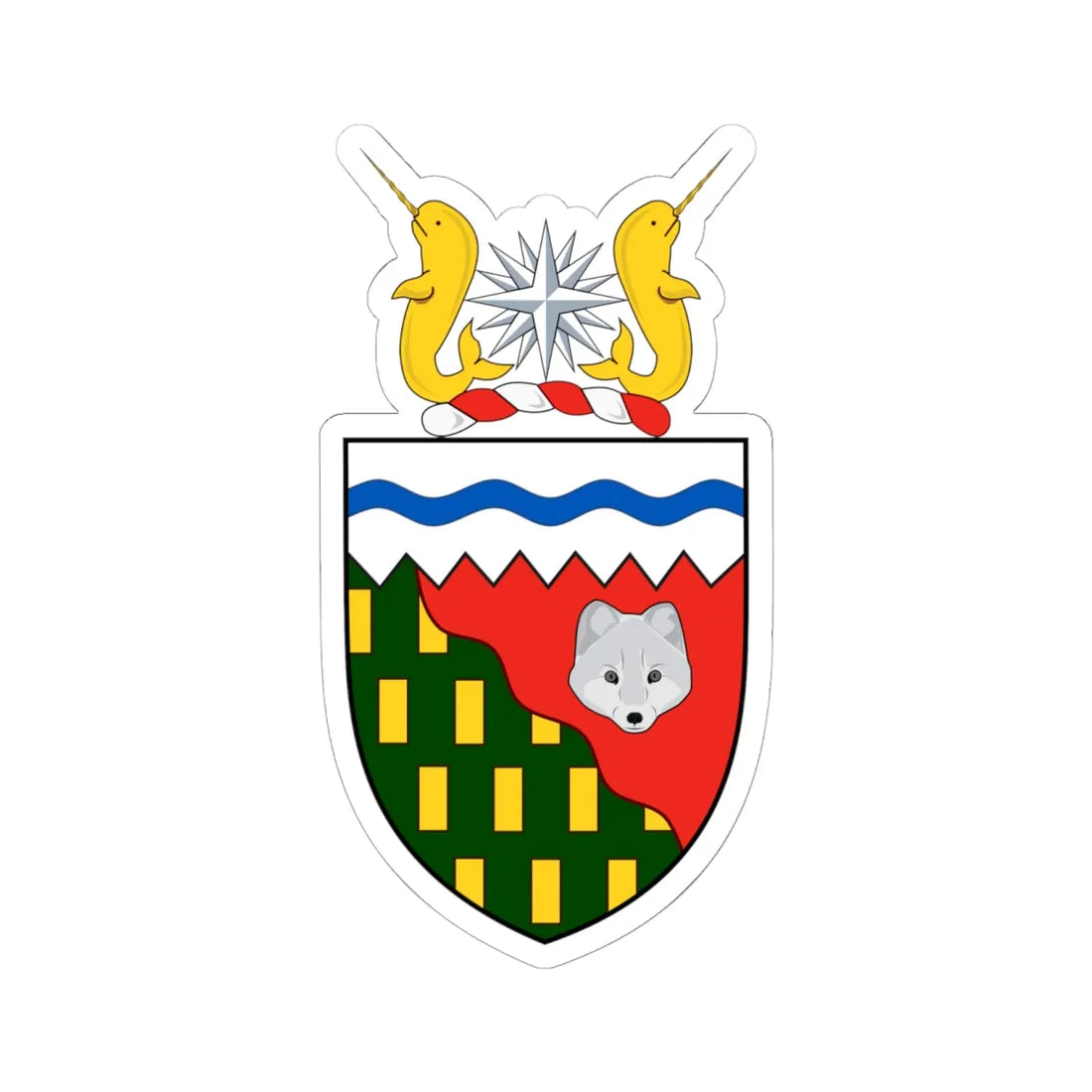 Coat of arms of Northwest Territories (Canada) (Coat of Arms) STICKER Vinyl Kiss-Cut Decal 6 Inch White - The Sticker Space