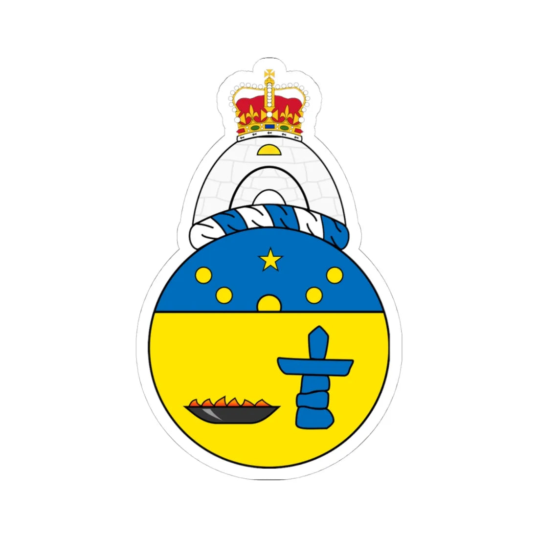 Coat of arms of Nunavut incomplete (Canada) (Coat of Arms) STICKER Vinyl Kiss-Cut Decal 4 Inch White - The Sticker Space
