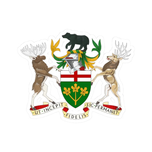 Coat of arms of Ontario (Canada) (Coat of Arms) STICKER Vinyl Kiss-Cut Decal 2 Inch White - The Sticker Space