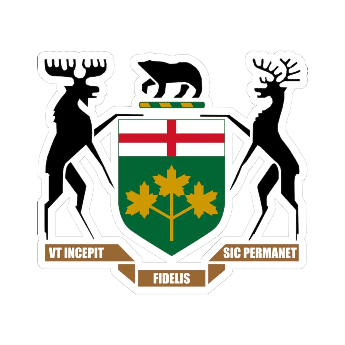 Coat of arms of Ontario HM Government (Canada) (Coat of Arms) STICKER Vinyl Kiss-Cut Decal 3 Inch White - The Sticker Space