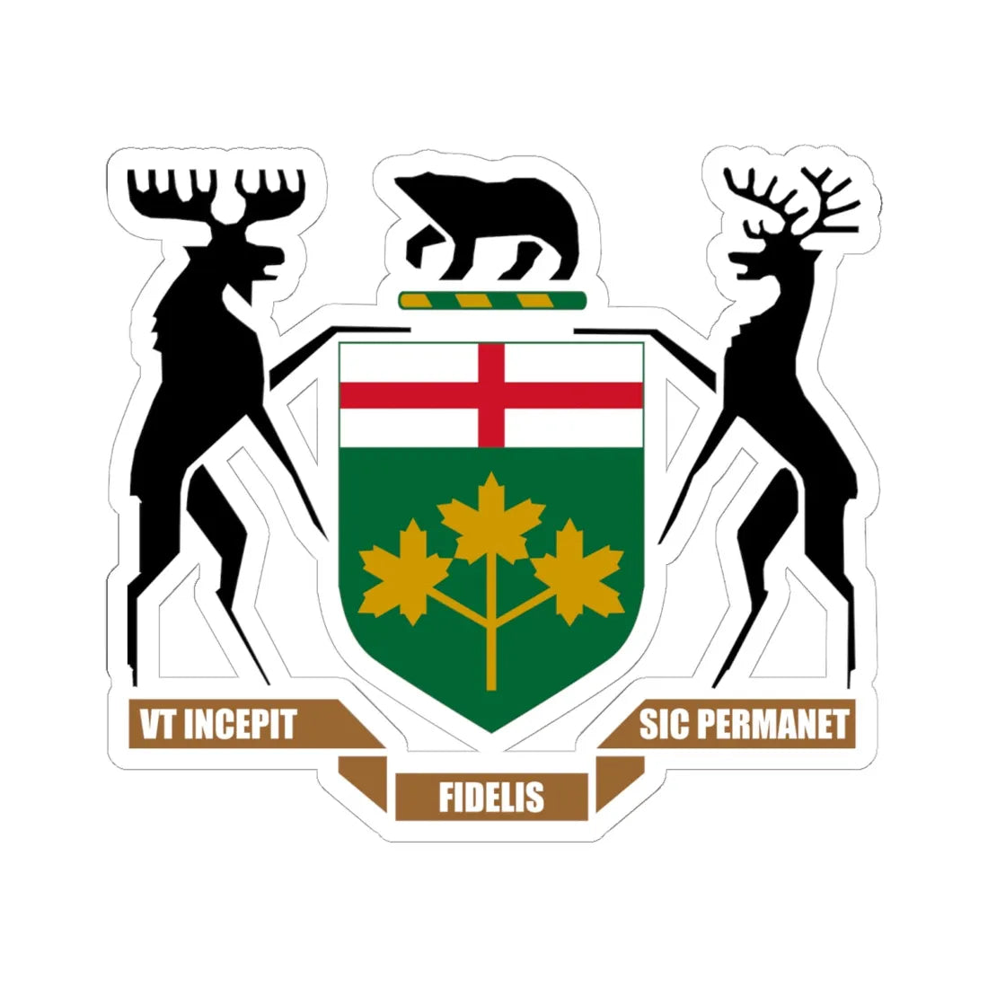 Coat of arms of Ontario HM Government (Canada) (Coat of Arms) STICKER Vinyl Kiss-Cut Decal 6 Inch White - The Sticker Space