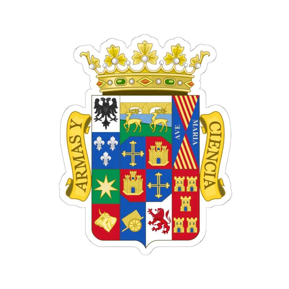 Coat of Arms of Palencia Province (Spain) (Coat of Arms) STICKER Vinyl Kiss-Cut Decal 6 Inch White - The Sticker Space