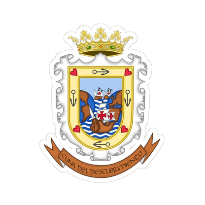 Coat of Arms of Palos de la Frontera (Spain) (Coat of Arms) STICKER Vinyl Kiss-Cut Decal 4 Inch White - The Sticker Space