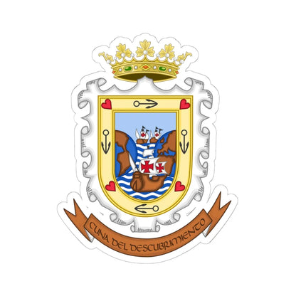 Coat of Arms of Palos de la Frontera (Spain) (Coat of Arms) STICKER Vinyl Kiss-Cut Decal 6 Inch White - The Sticker Space