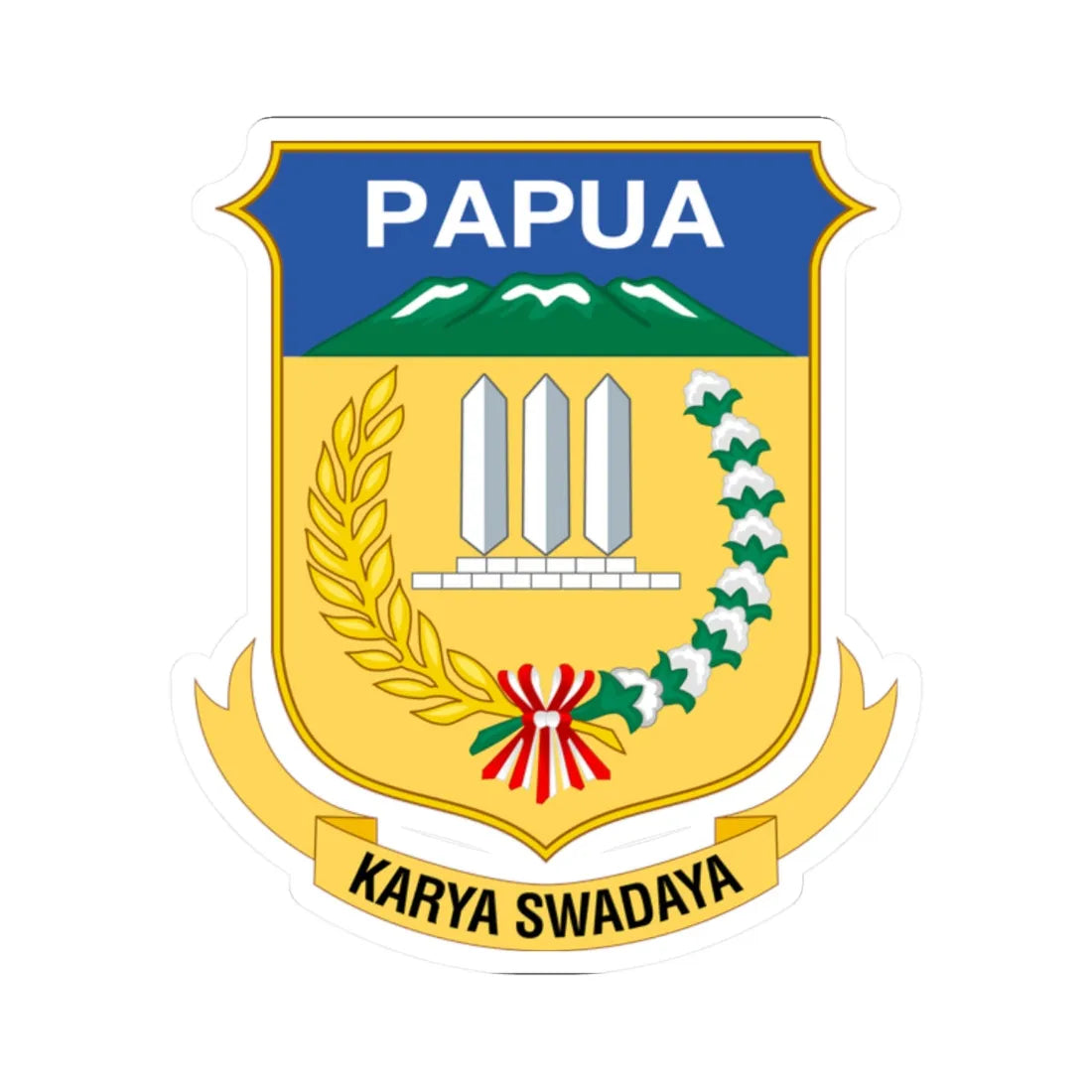 Coat of arms of Papua 2 (Indonesia) (Coat of Arms) STICKER Vinyl Kiss-Cut Decal 2 Inch White - The Sticker Space