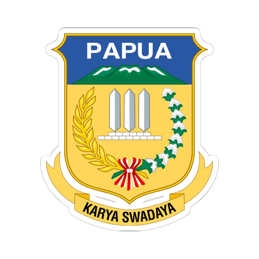 Coat of arms of Papua 2 (Indonesia) (Coat of Arms) STICKER Vinyl Kiss-Cut Decal 6 Inch White - The Sticker Space