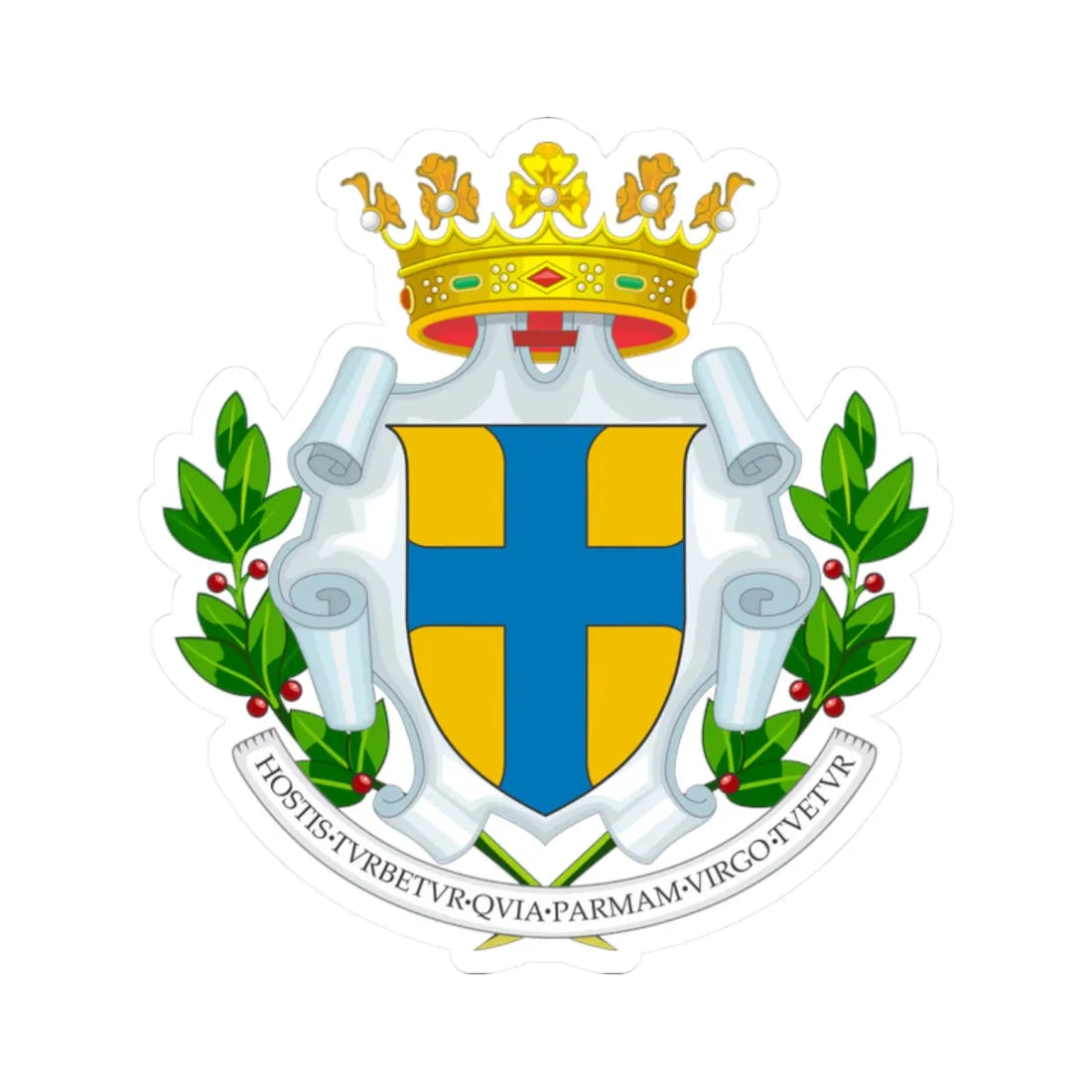 Coat of arms of Parma (Italy) (Coat of Arms) STICKER Vinyl Kiss-Cut Decal 2 Inch White - The Sticker Space