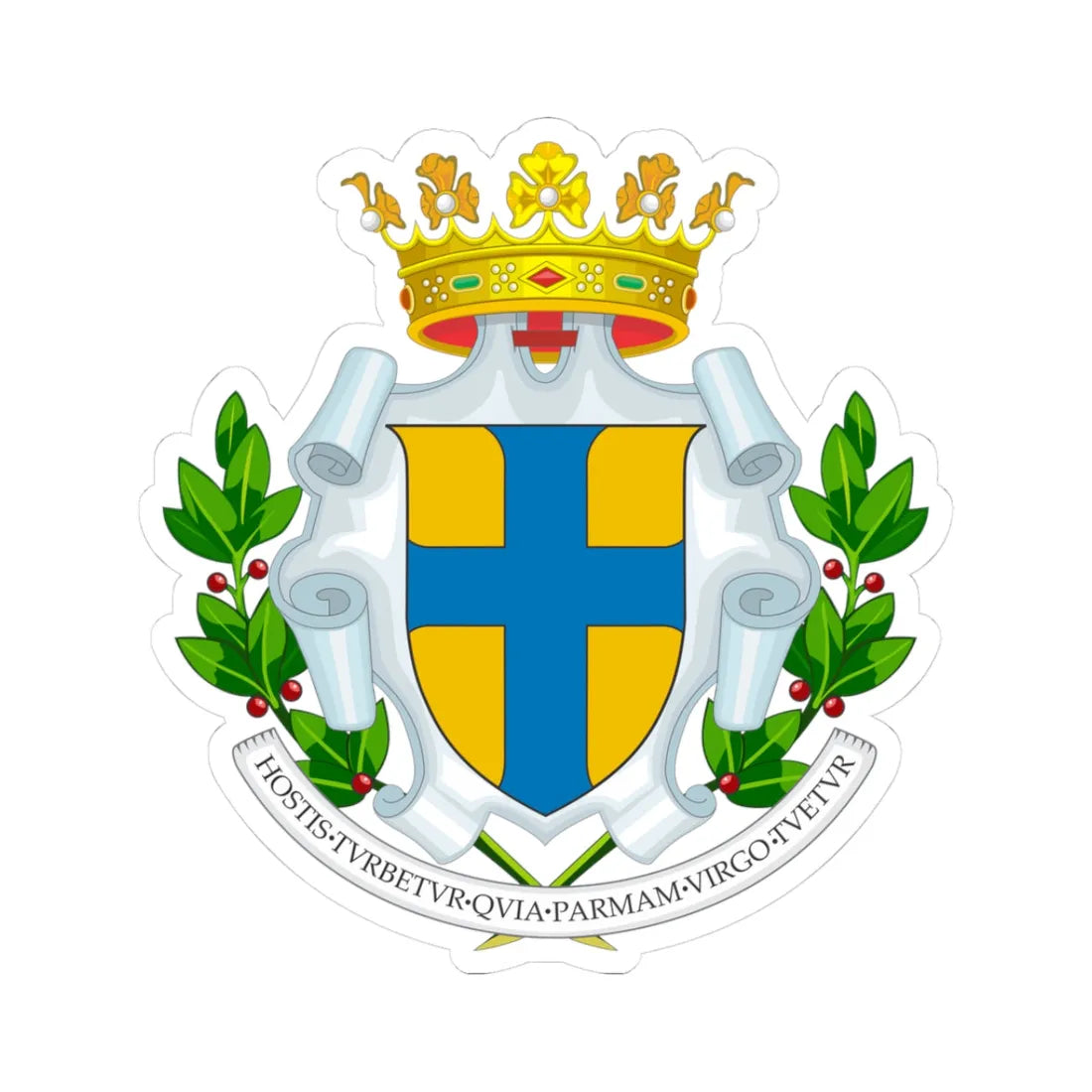Coat of arms of Parma (Italy) (Coat of Arms) STICKER Vinyl Kiss-Cut Decal 3 Inch White - The Sticker Space