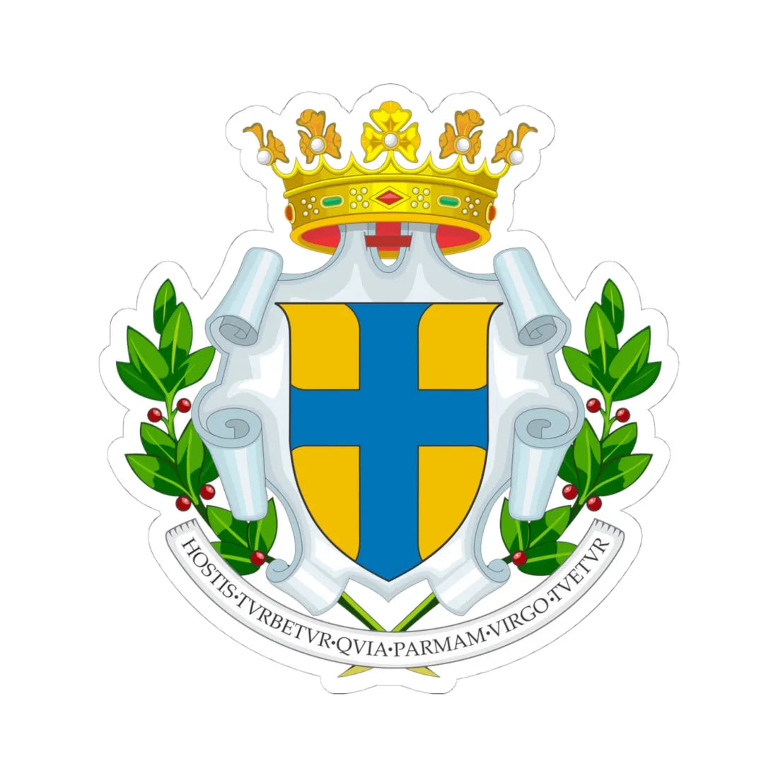 Coat of arms of Parma (Italy) (Coat of Arms) STICKER Vinyl Kiss-Cut Decal 4 Inch White - The Sticker Space