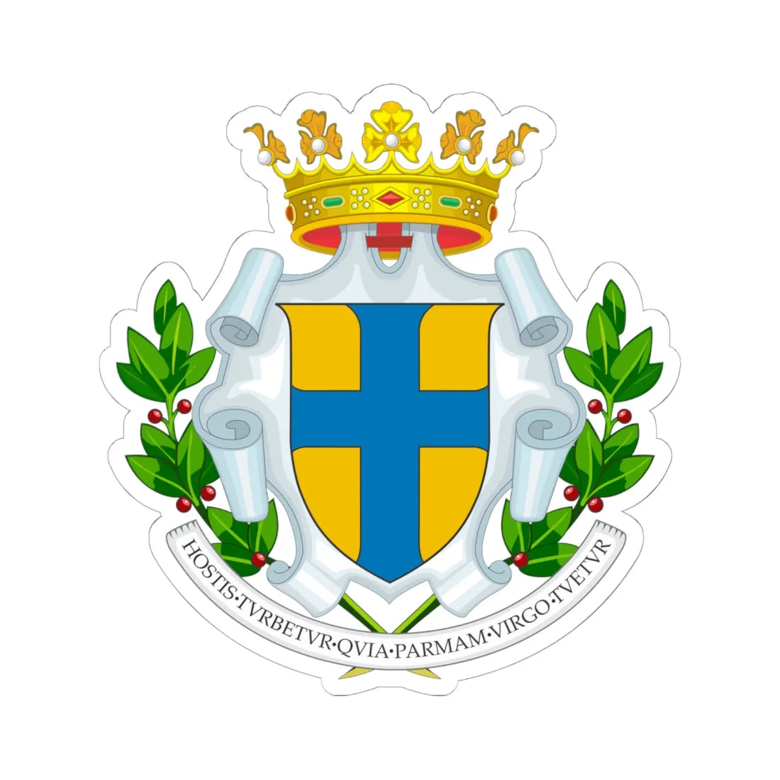 Coat of arms of Parma (Italy) (Coat of Arms) STICKER Vinyl Kiss-Cut Decal 6 Inch White - The Sticker Space