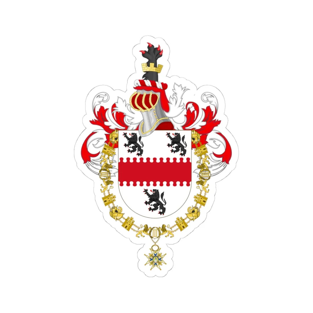 Coat of Arms of Patricio Aylwin Order of Charles III (Spain) (Coat of Arms) STICKER Vinyl Kiss-Cut Decal 4 Inch White - The Sticker Space