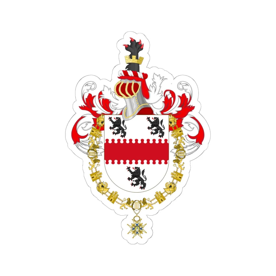 Coat of Arms of Patricio Aylwin Order of Charles III (Spain) (Coat of Arms) STICKER Vinyl Kiss-Cut Decal 6 Inch White - The Sticker Space