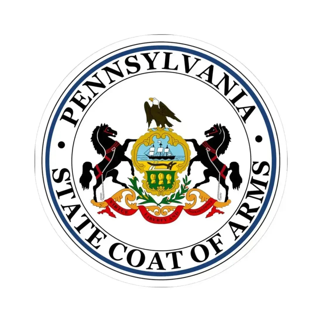 Coat of arms of Pennsylvania - STICKER Vinyl Kiss-Cut Decal 3 Inch White - The Sticker Space