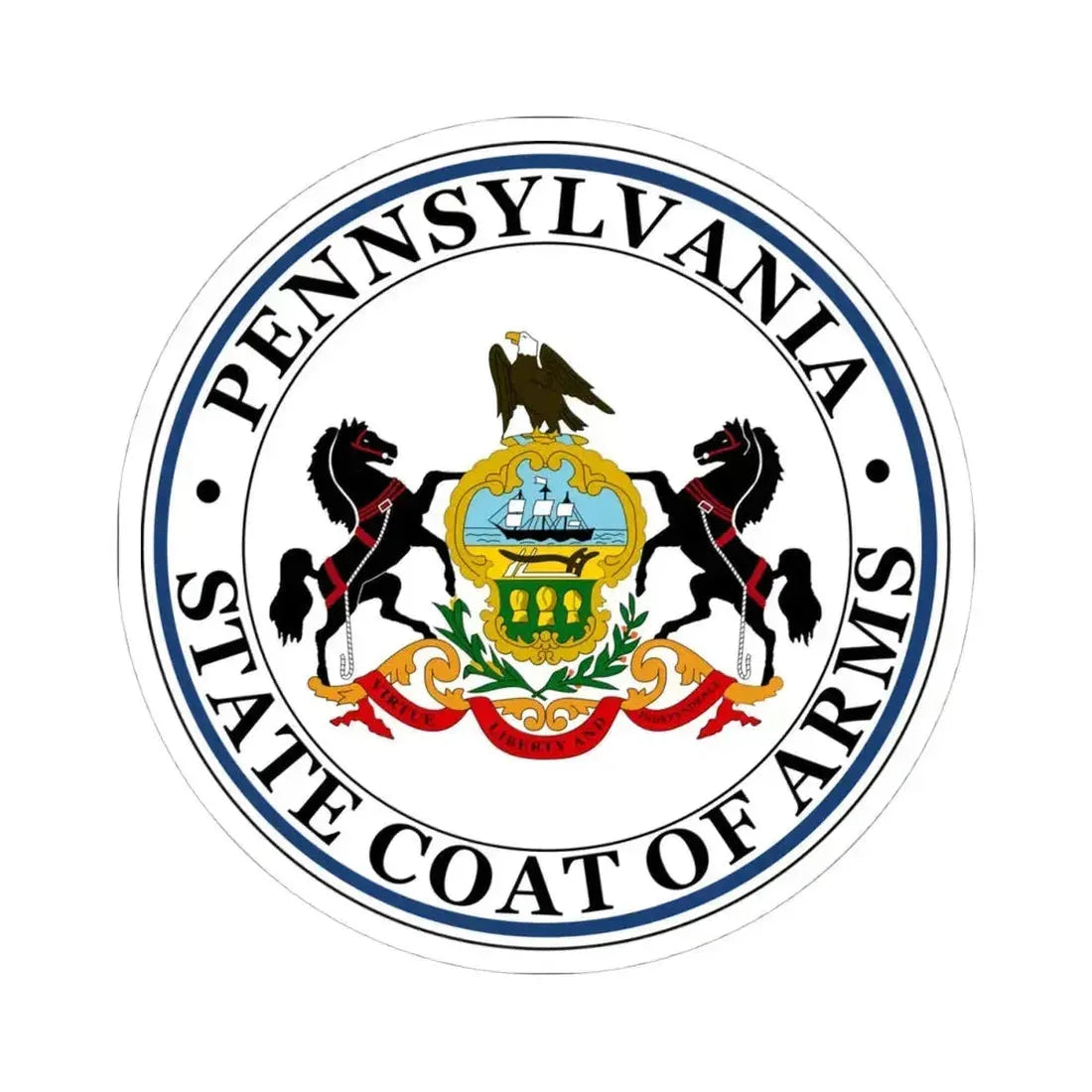 Coat of arms of Pennsylvania - STICKER Vinyl Kiss-Cut Decal 4 Inch White - The Sticker Space