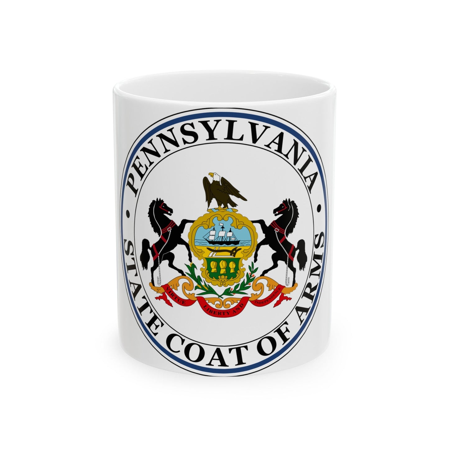 Coat of arms of Pennsylvania - White Coffee Mug-11oz-The Sticker Space