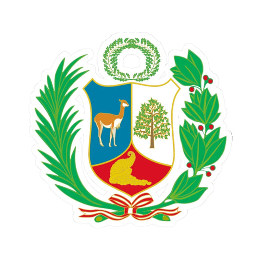 Coat of arms of Peru State flag - pre 1884 (Peru) (Coat of Arms) STICKER Vinyl Kiss-Cut Decal 2 Inch White - The Sticker Space
