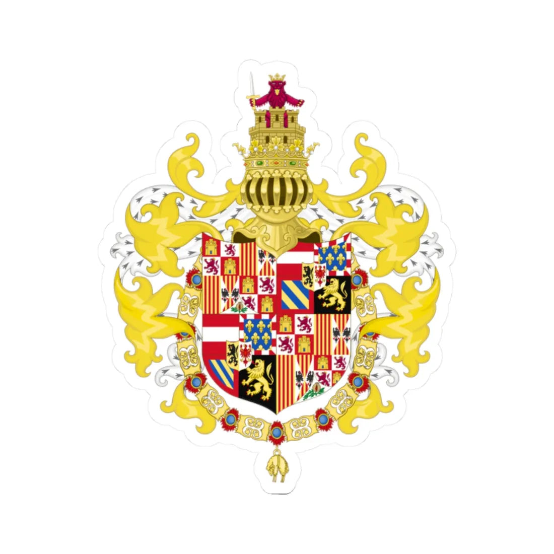 Coat of Arms of Philip I of Castile Chivalric (Spain) (Coat of Arms) STICKER Vinyl Kiss-Cut Decal 2 Inch White - The Sticker Space