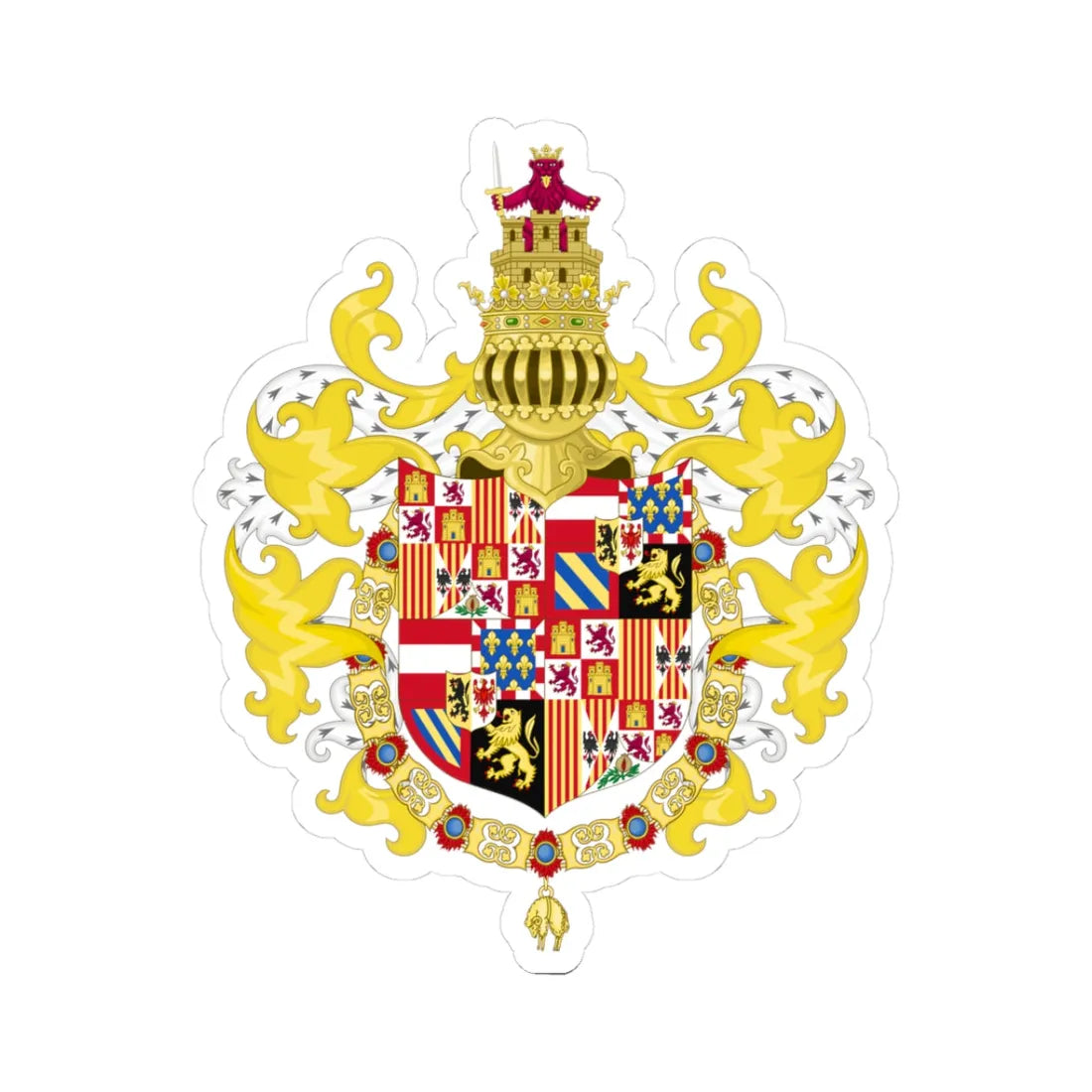 Coat of Arms of Philip I of Castile Chivalric (Spain) (Coat of Arms) STICKER Vinyl Kiss-Cut Decal 3 Inch White - The Sticker Space