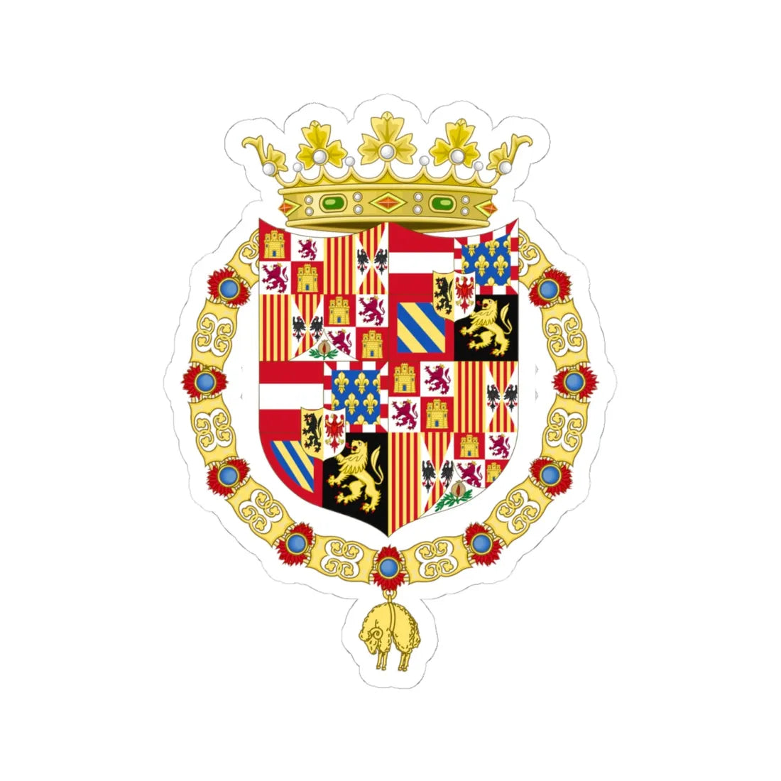 Coat of Arms of Philip I of Castile (Spain) (Coat of Arms) STICKER Vinyl Kiss-Cut Decal 4 Inch White - The Sticker Space