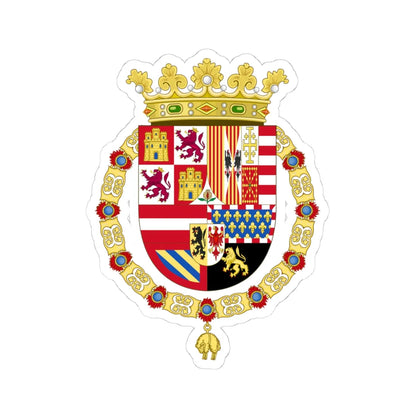 Coat of Arms of Philip II of Spain 1558-1580 (Spain) (Coat of Arms) STICKER Vinyl Kiss-Cut Decal 4 Inch White - The Sticker Space
