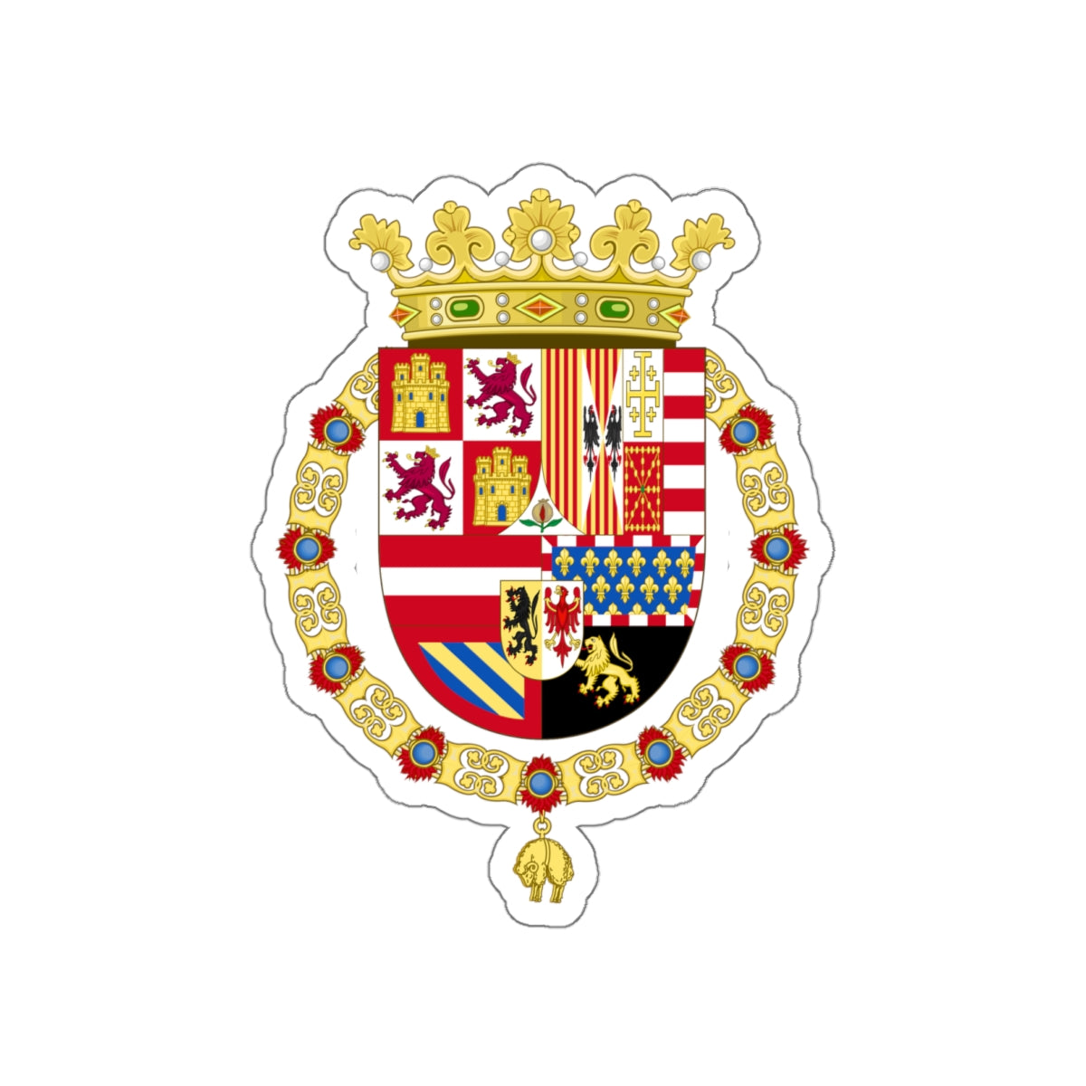 Coat of Arms of Philip II of Spain (1558-1580) STICKER Vinyl Die-Cut Decal-White-The Sticker Space