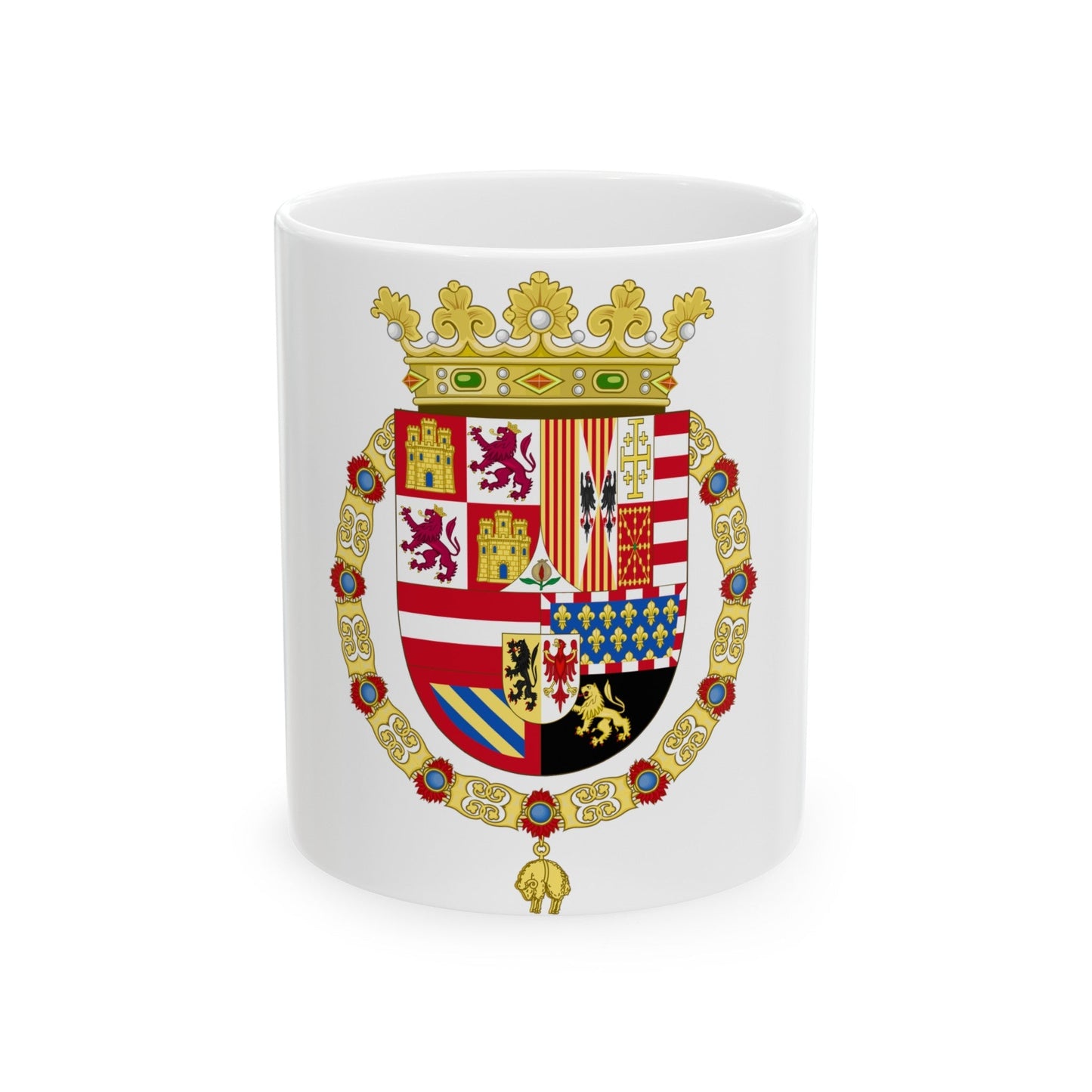 Coat of Arms of Philip II of Spain (1558-1580) - White Coffee Mug-11oz-The Sticker Space