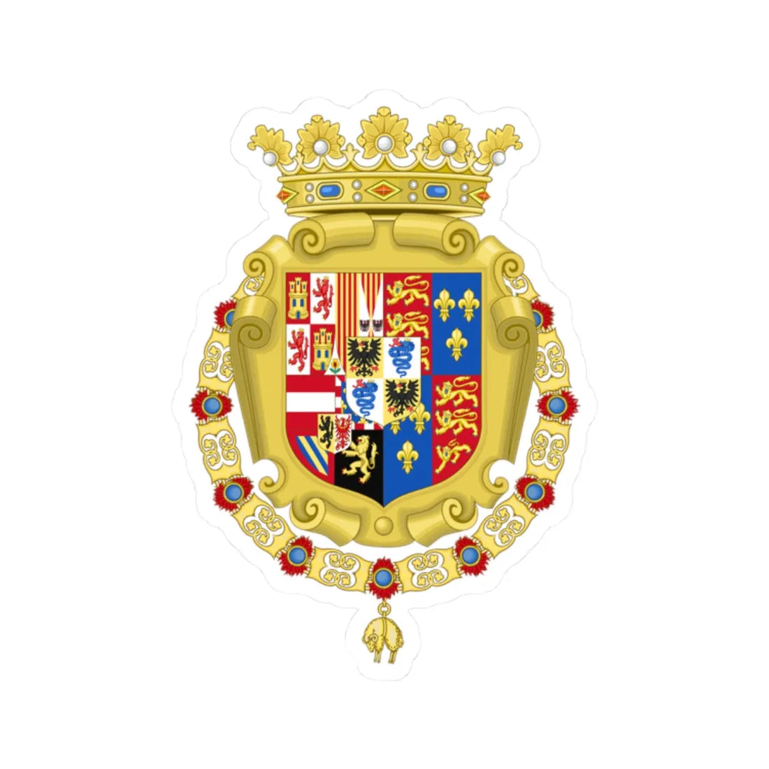 Coat of Arms of Philip II of Spain as Monarch of Milan 1554-1558 (Spain) (Coat of Arms) STICKER Vinyl Kiss-Cut Decal 2 Inch White - The Sticker Space