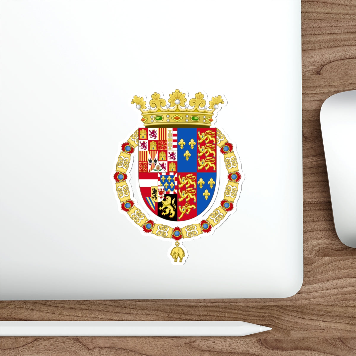 Coat of Arms of Philip II of Spain, English King Consort-Spanish Variant (1556-1558) STICKER Vinyl Die-Cut Decal-The Sticker Space