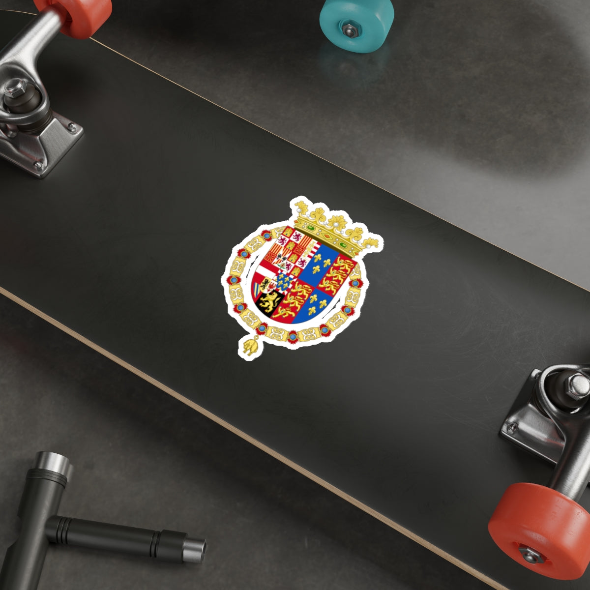 Coat of Arms of Philip II of Spain, English King Consort-Spanish Variant (1556-1558) STICKER Vinyl Die-Cut Decal-The Sticker Space