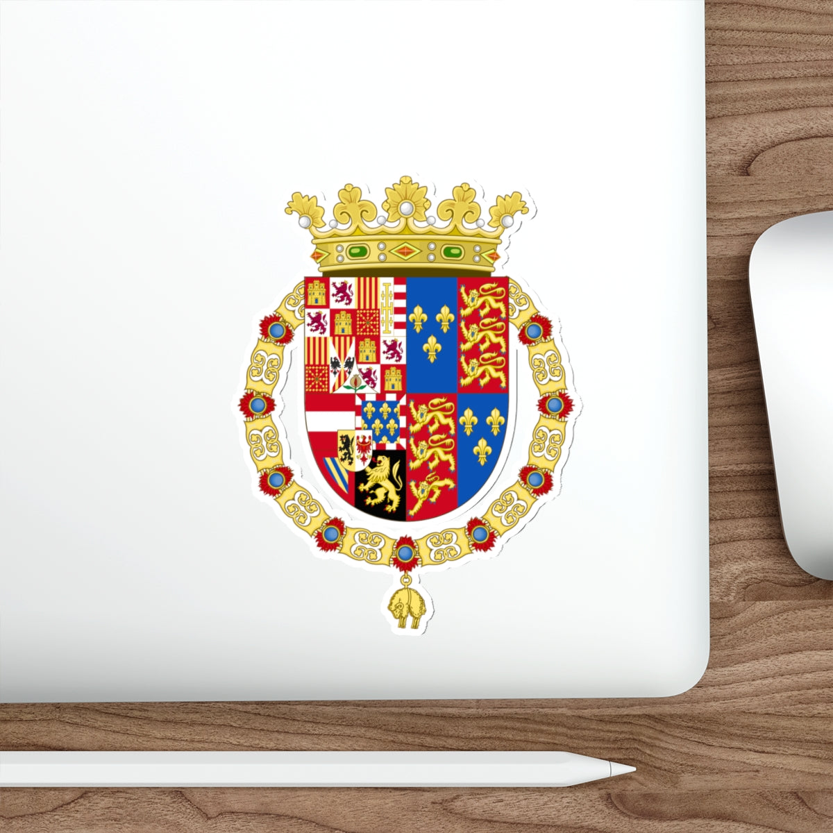 Coat of Arms of Philip II of Spain, English King Consort-Spanish Variant (1556-1558) STICKER Vinyl Die-Cut Decal-The Sticker Space