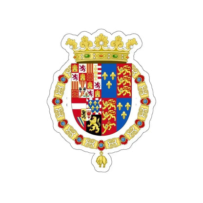 Coat of Arms of Philip II of Spain, English King Consort-Spanish Variant (1556-1558) STICKER Vinyl Die-Cut Decal - The Sticker Space