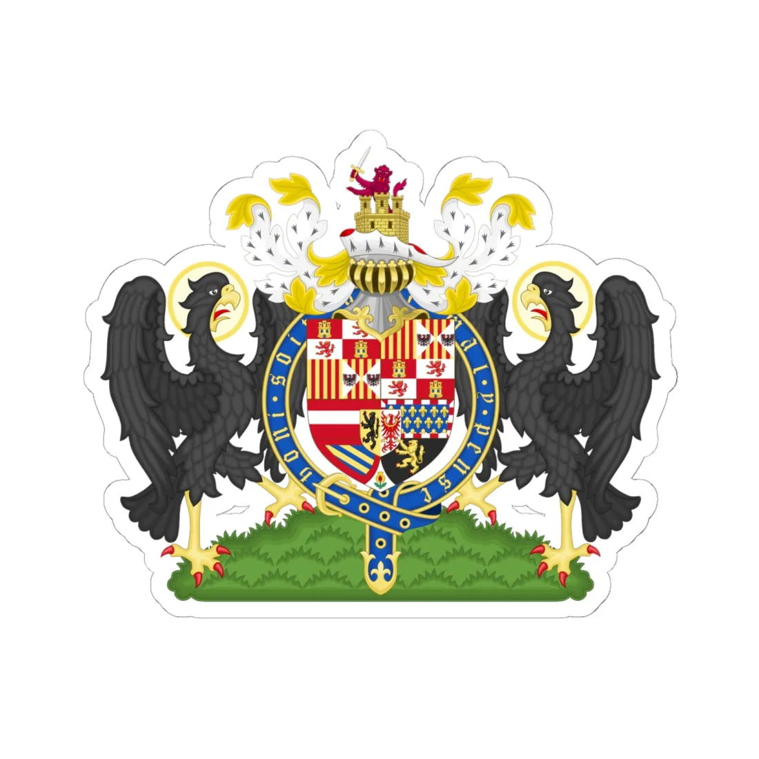 Coat of Arms of Philip II of Spain Order of the Garter (England) (Coat of Arms) STICKER Vinyl Kiss-Cut Decal 6 Inch White - The Sticker Space