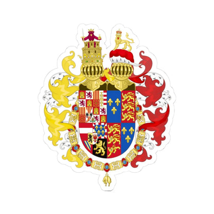 Coat of Arms of Philip II of Spain with Germanic Ornaments 1556-1558 (Spain) (Coat of Arms) STICKER Vinyl Kiss-Cut Decal 3 Inch White - The Sticker Space