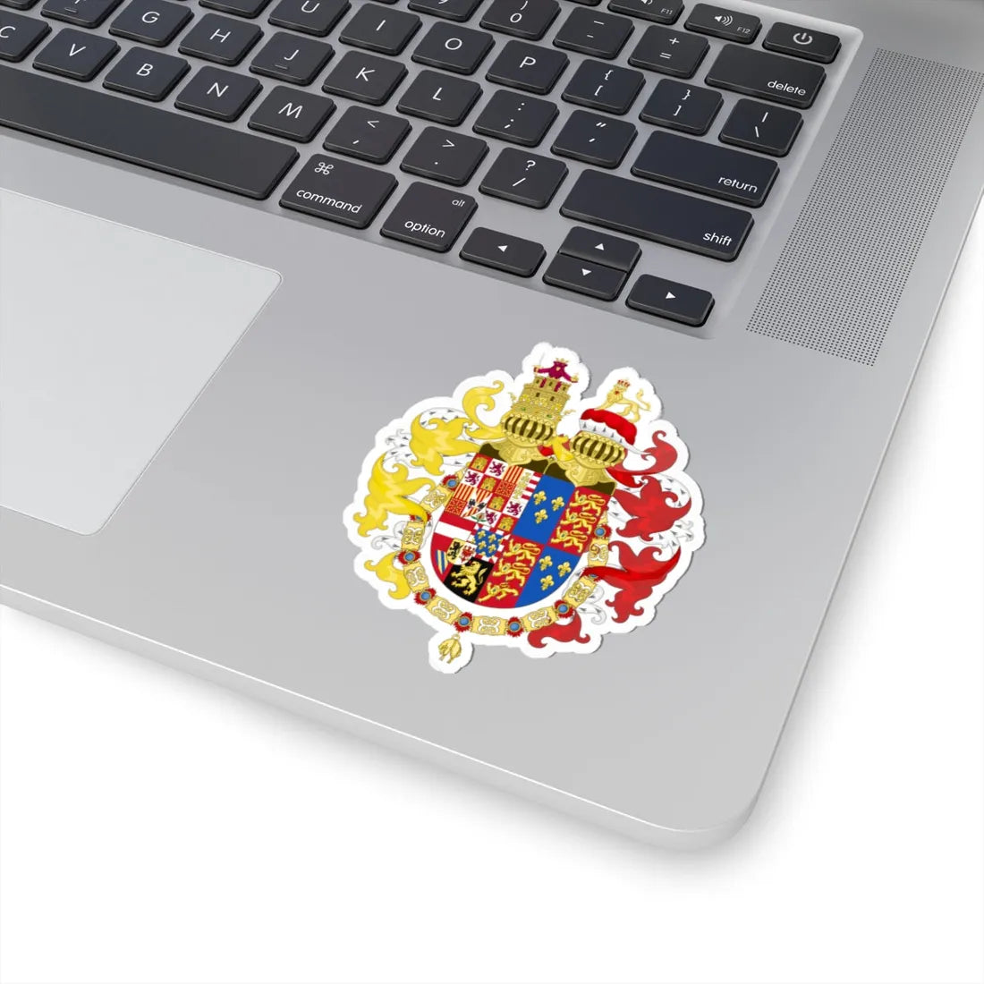 Coat of Arms of Philip II of Spain with Germanic Ornaments 1556-1558 (Spain) (Coat of Arms) STICKER Vinyl Kiss-Cut Decal - The Sticker Space