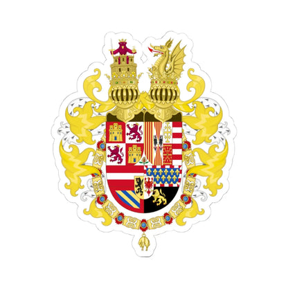 Coat of Arms of Philip II of Spain with Germanic Ornaments 1558-1580 (Spain) (Coat of Arms) STICKER Vinyl Kiss-Cut Decal 4 Inch White - The Sticker Space