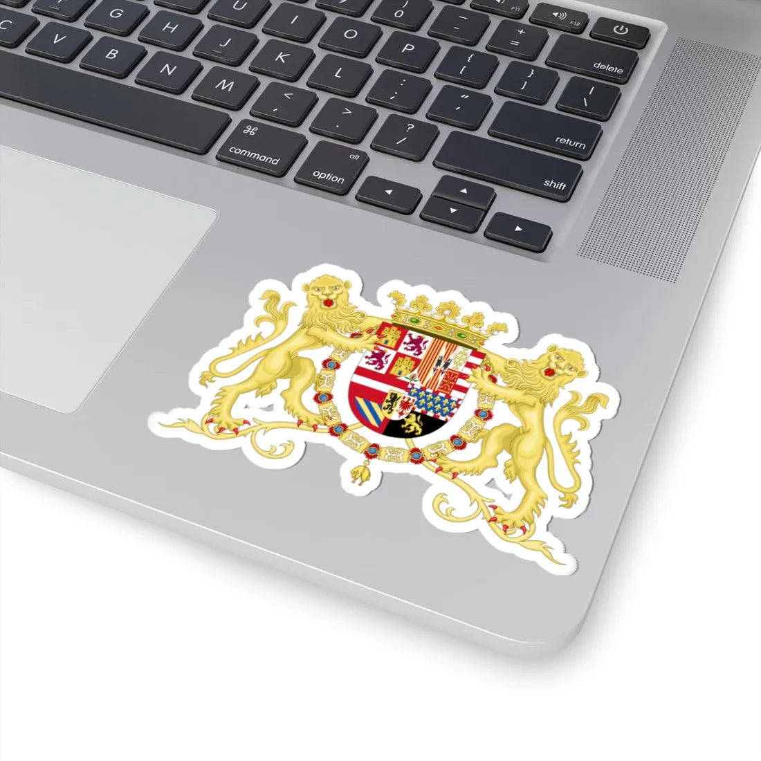 Coat of Arms of Philip II of Spain with Supporters 1558-1580 (Spain) (Coat of Arms) STICKER Vinyl Kiss-Cut Decal - The Sticker Space