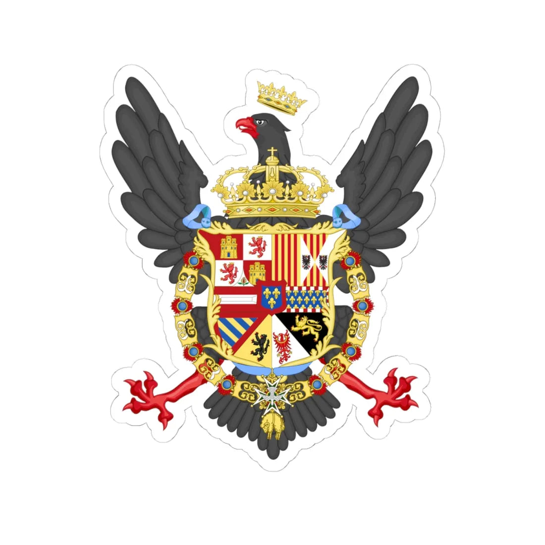 Coat of Arms of Philip IV of Sicily.Variant (Italy) (Coat of Arms) STICKER Vinyl Kiss-Cut Decal 4 Inch White - The Sticker Space