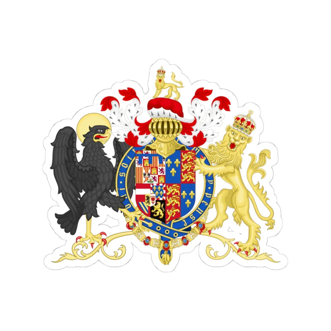 Coat of arms of Philip of Austria Prince of Asturias and King of England (England) (Coat of Arms) STICKER Vinyl Kiss-Cut Decal 4 Inch White - The Sticker Space
