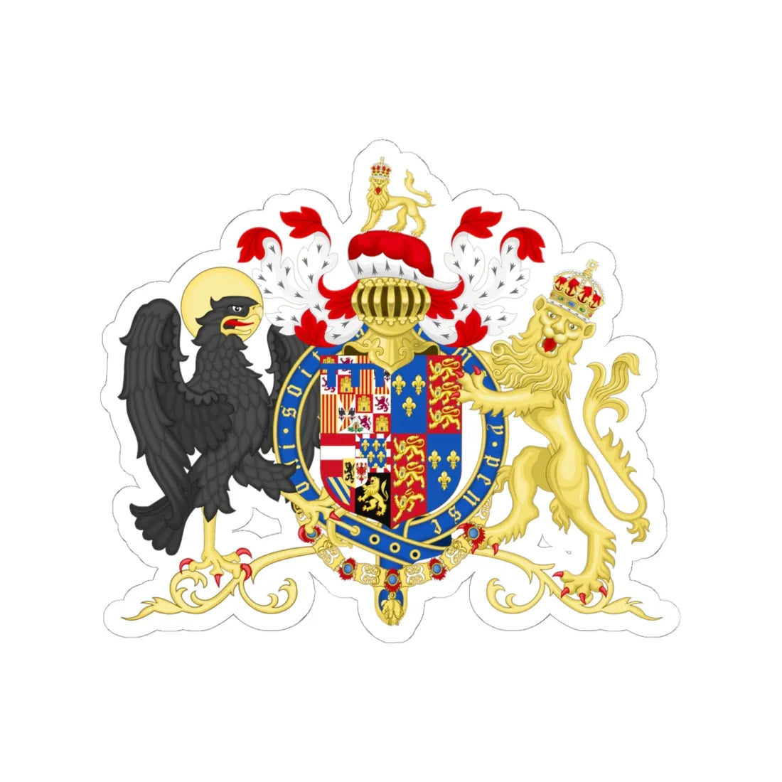 Coat of arms of Philip of Austria Prince of Asturias and King of England (England) (Coat of Arms) STICKER Vinyl Kiss-Cut Decal 6 Inch White - The Sticker Space