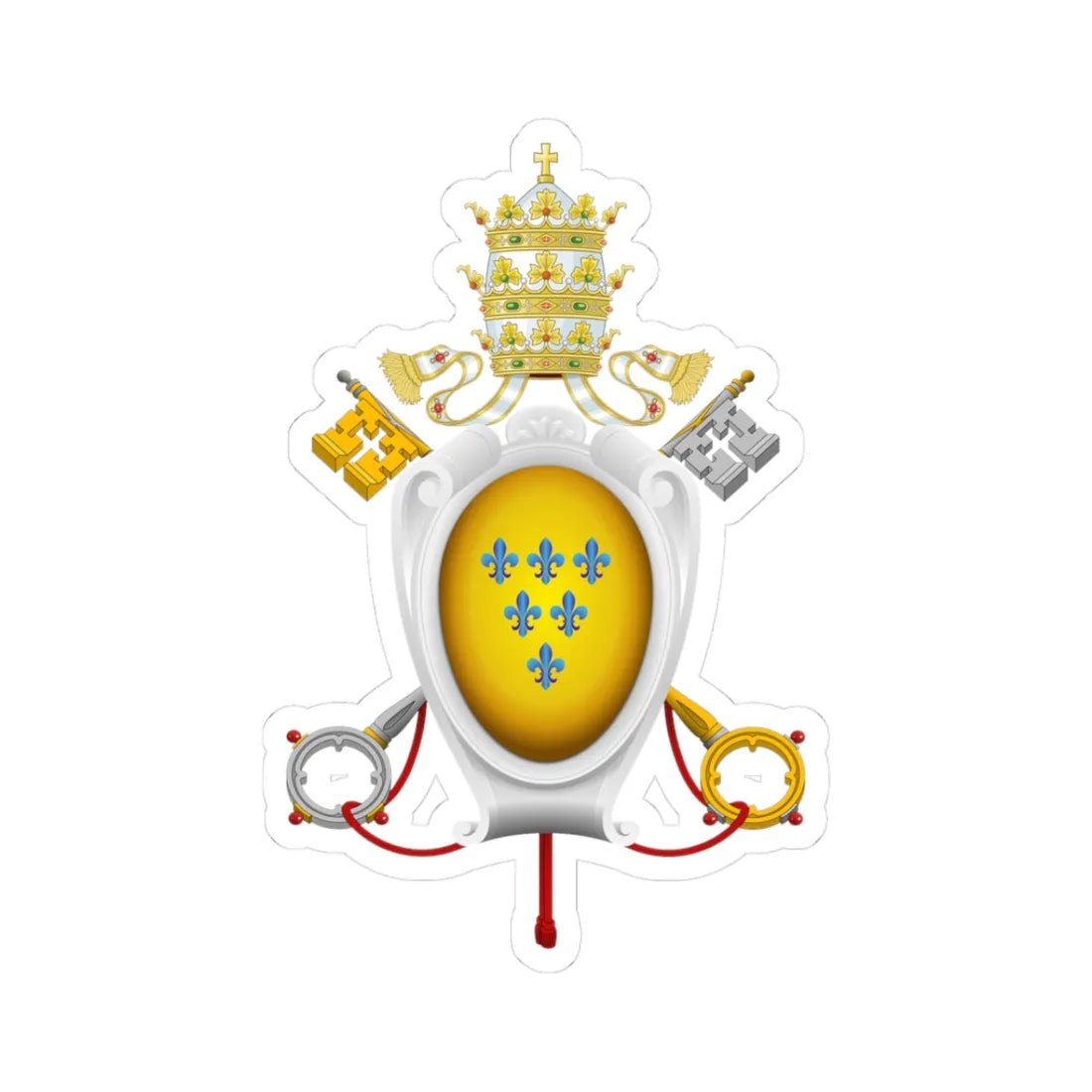 Coat of arms of Pope Paul III Farnese Baroque style representation (Italy) (Coat of Arms) STICKER Vinyl Kiss-Cut Decal 3 Inch White - The Sticker Space