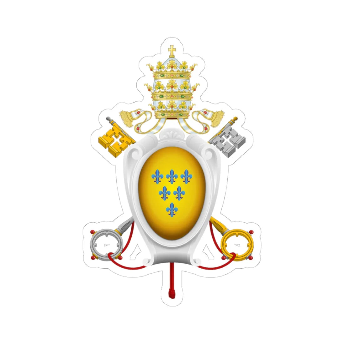 Coat of arms of Pope Paul III Farnese Baroque style representation (Italy) (Coat of Arms) STICKER Vinyl Kiss-Cut Decal 4 Inch White - The Sticker Space