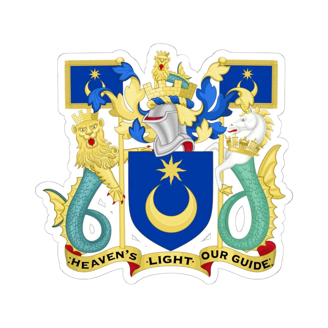 Coat of Arms of Portsmouth (England) (Coat of Arms) STICKER Vinyl Kiss-Cut Decal 6 Inch White - The Sticker Space