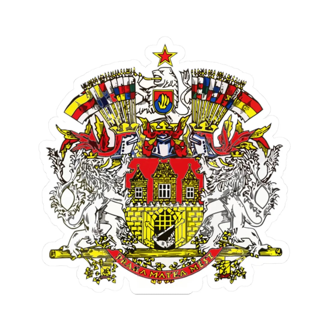 Coat of arms of PragueCzechoslovak Socialist Republic (Czech Republic) (Coat of Arms) STICKER Vinyl Kiss-Cut Decal 2 Inch White - The Sticker Space
