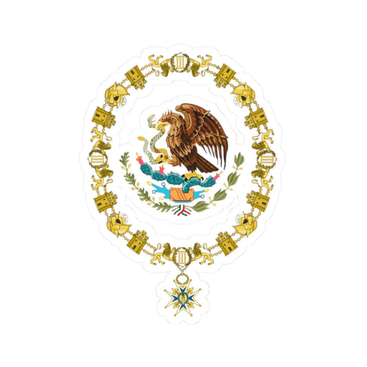 Coat of Arms of President of Mexico Collar of the Order of Charles III (Mexico) (Coat of Arms) STICKER Vinyl Kiss-Cut Decal 2 Inch White - The Sticker Space
