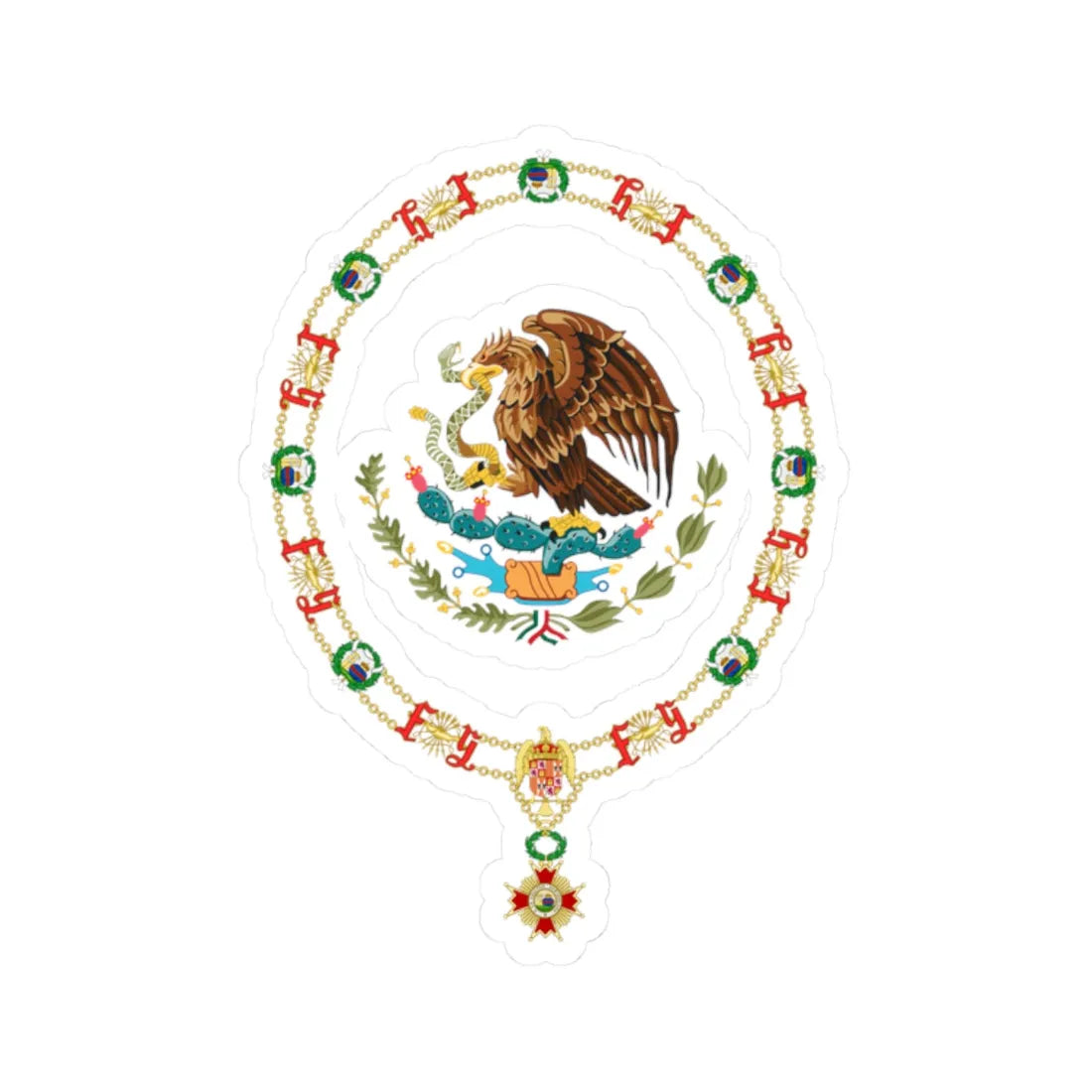 Coat of Arms of President of Mexico Order of Isabella the Catholic (Mexico) (Coat of Arms) STICKER Vinyl Kiss-Cut Decal 2 Inch White - The Sticker Space