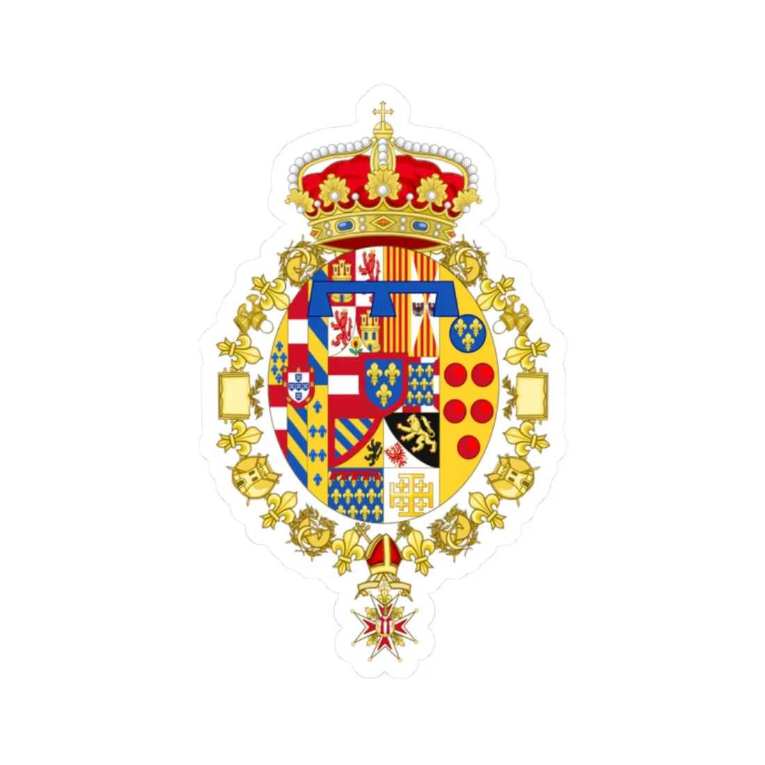 Coat of Arms of Prince Jaime of Bourbon-Two Sicilies (Italy) (Coat of Arms) STICKER Vinyl Kiss-Cut Decal 2 Inch White - The Sticker Space