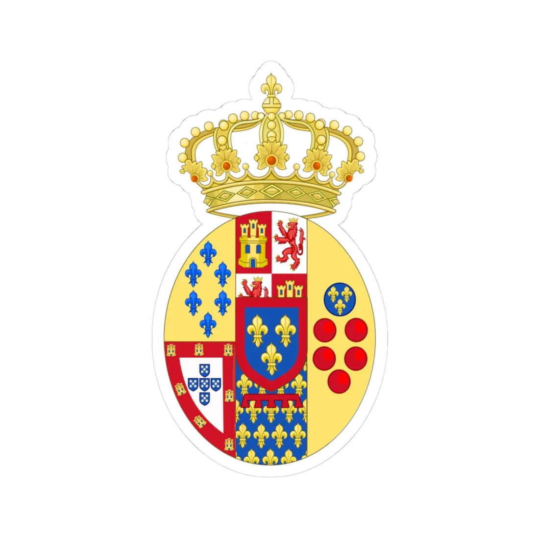 Coat of Arms of Princes of the Royal House of the Two Sicilies (Italy) (Coat of Arms) STICKER Vinyl Kiss-Cut Decal 3 Inch White - The Sticker Space