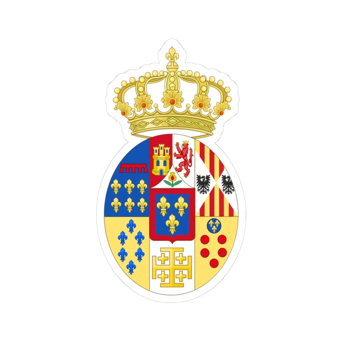 Coat of Arms of Princes of the Two Sicilies c.1840 (Italy) (Coat of Arms) STICKER Vinyl Kiss-Cut Decal 3 Inch White - The Sticker Space