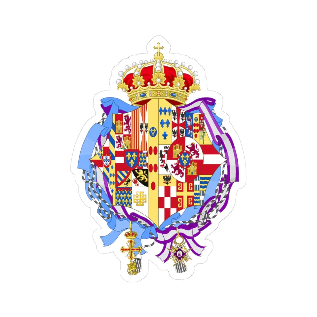 Coat of arms of Princess Alicia of Bourbon-Parma 1964-2017 (Italy) (Coat of Arms) STICKER Vinyl Kiss-Cut Decal 3 Inch White - The Sticker Space